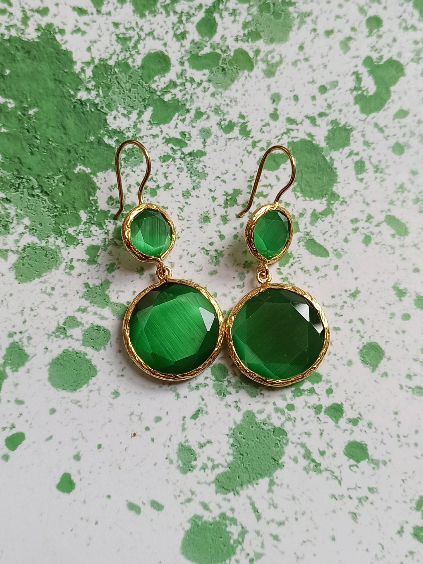 2 green stone earrings