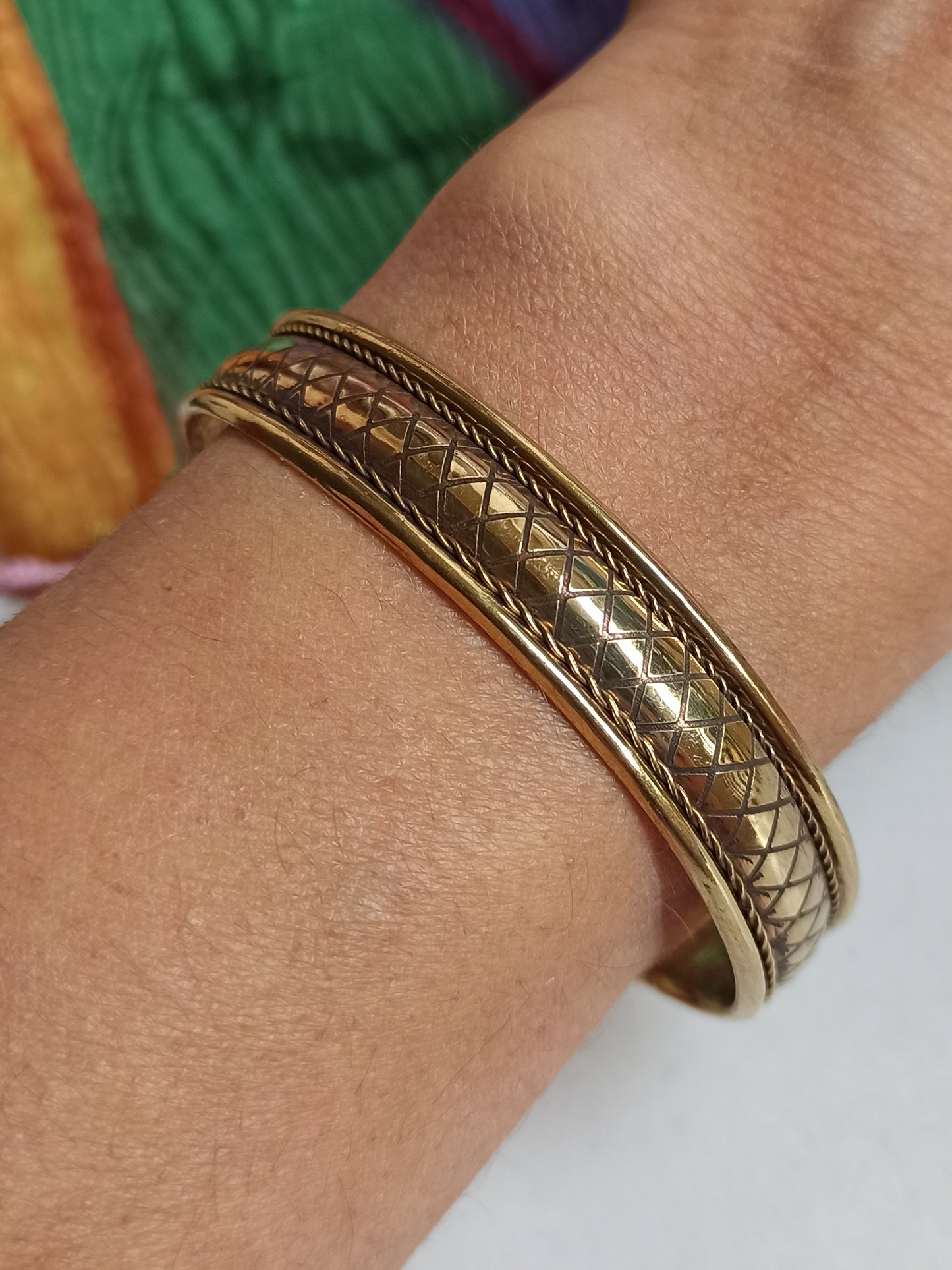 1cm golden rhombus bangle bracelet