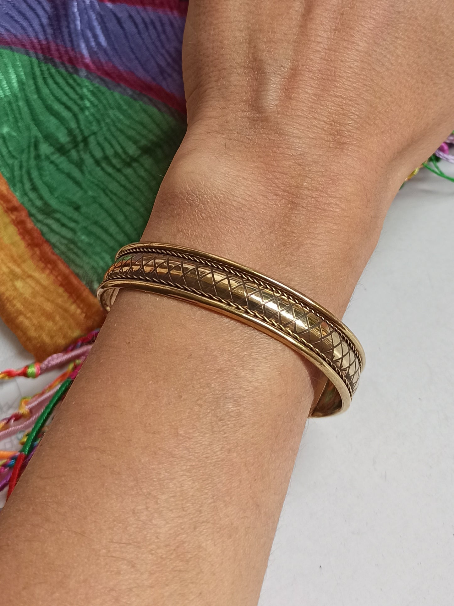 1cm golden rhombus bangle bracelet