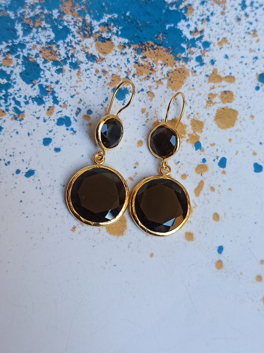 2 black stone earrings