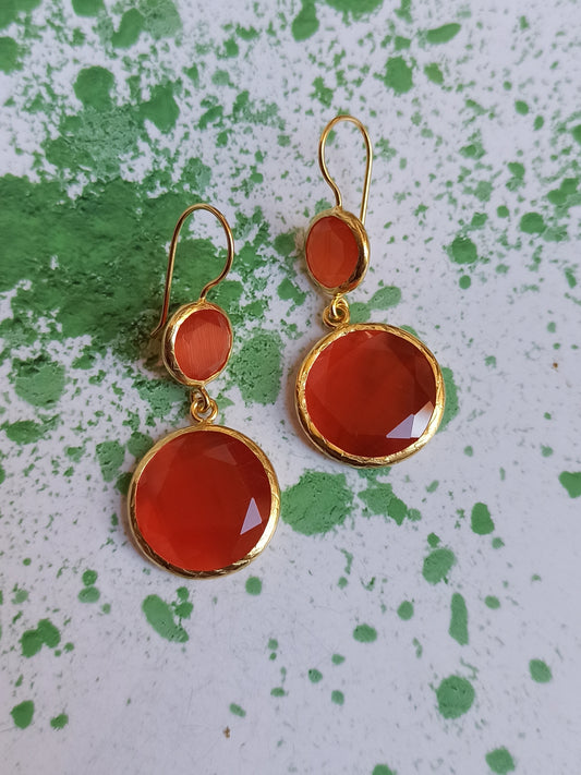 2 orange stone earrings