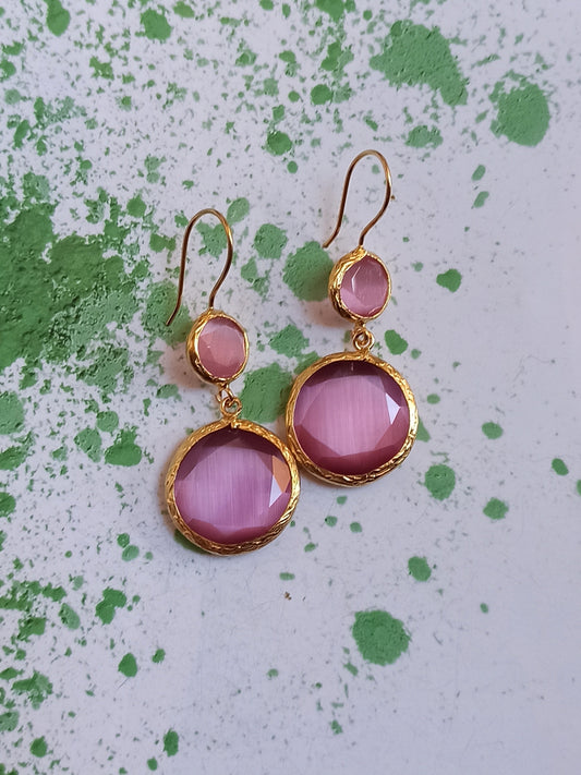 2 pink stone earrings