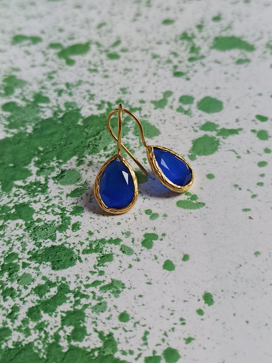 Small blue drop stone earrings