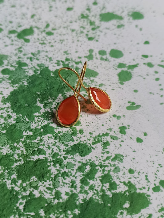 Small orange drop stone earrings