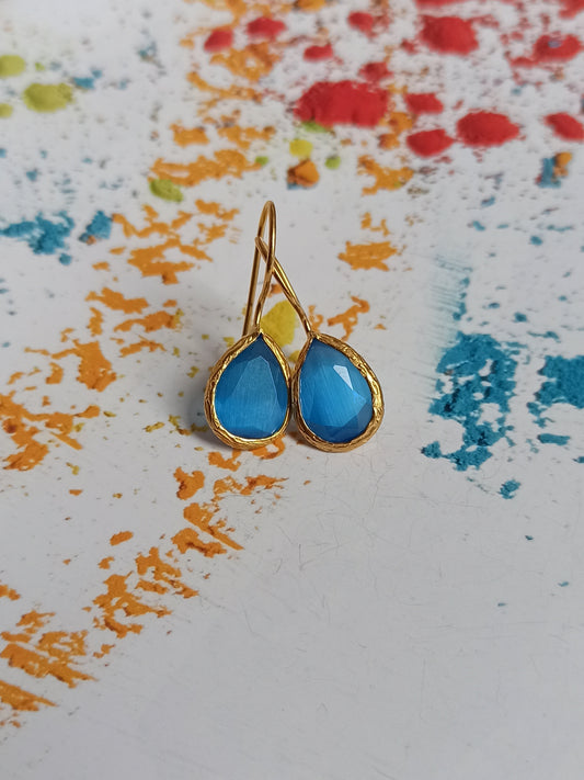 Small blue drop stone earrings