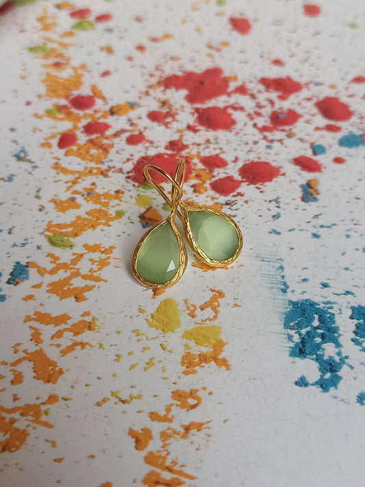 Small light green drop stone earrings