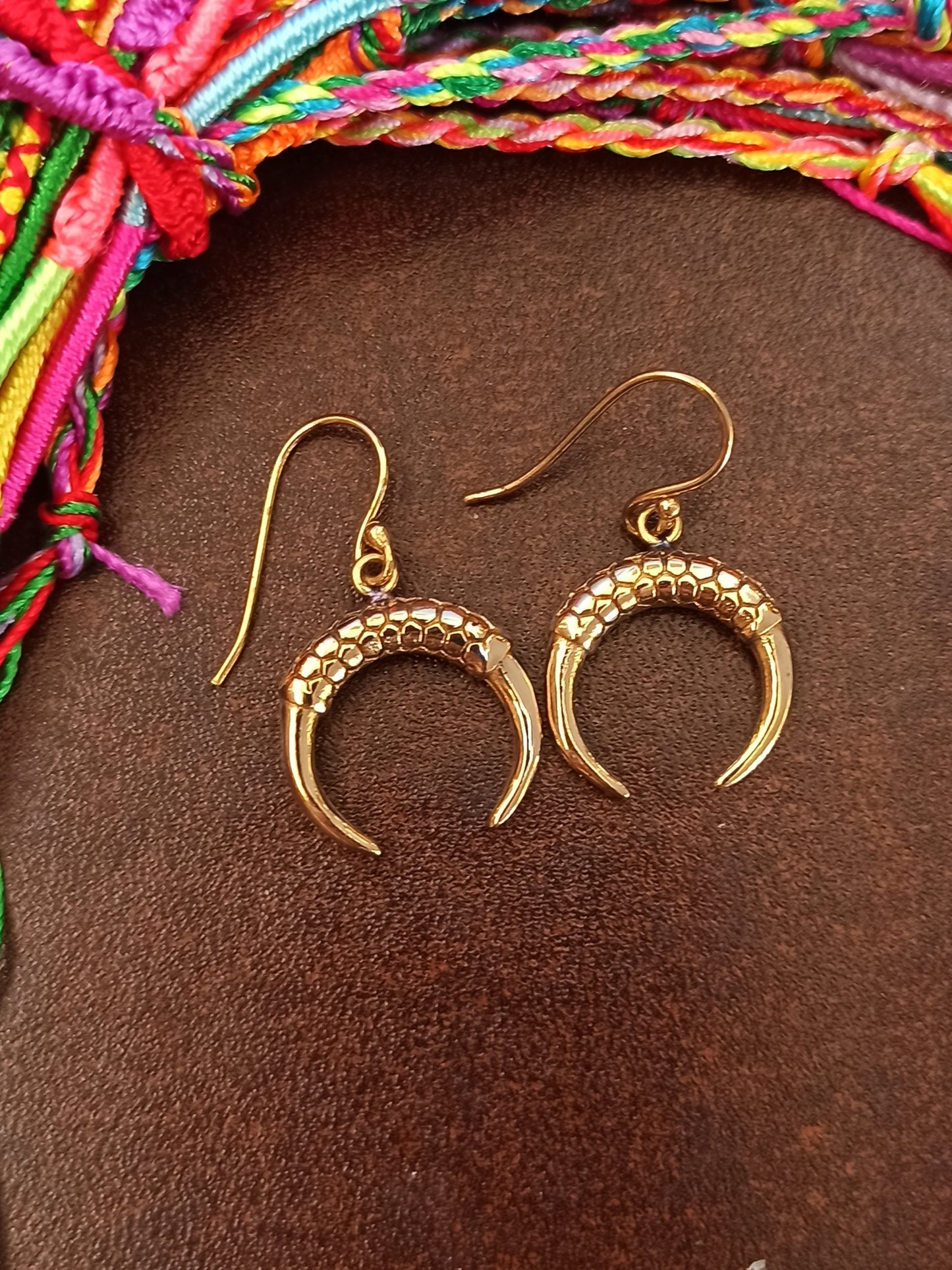 Inverted moon golden boho earrings