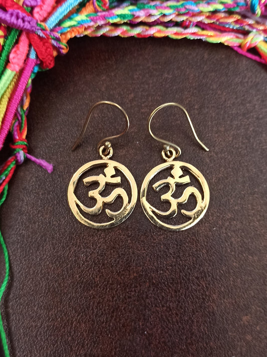 Small ohm golden boho earrings