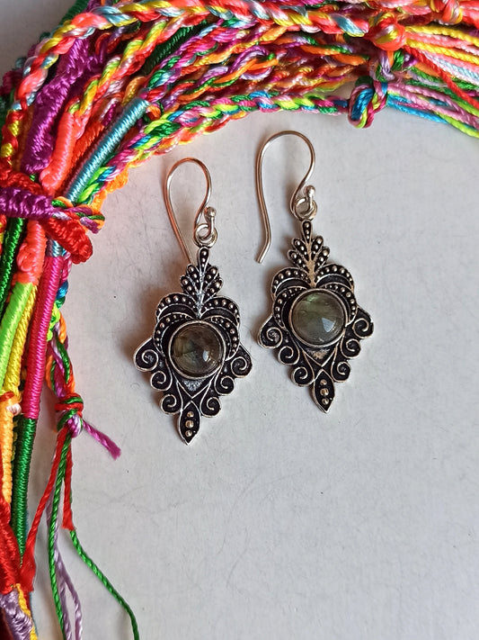 Labradorite inverted flower boho earrings