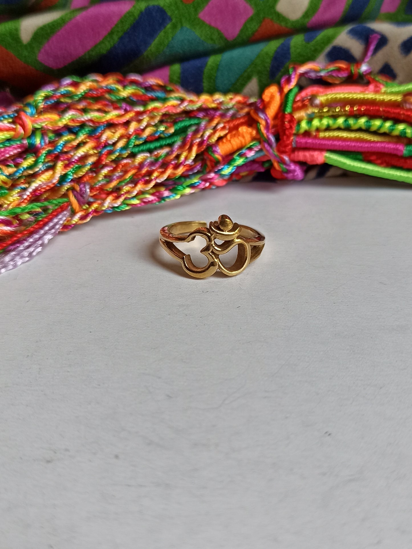 Golden ohm hom om boho ring