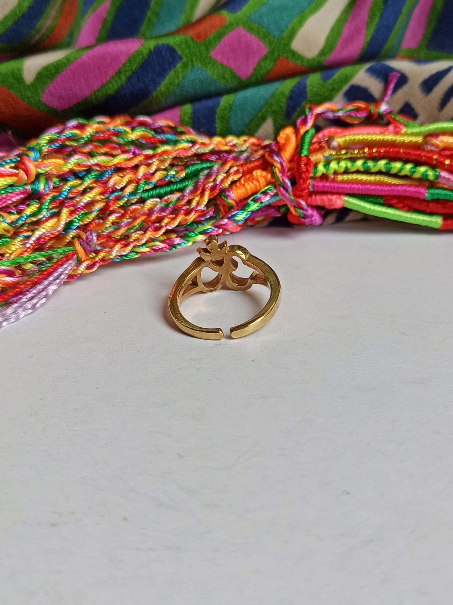 Golden ohm hom om boho ring