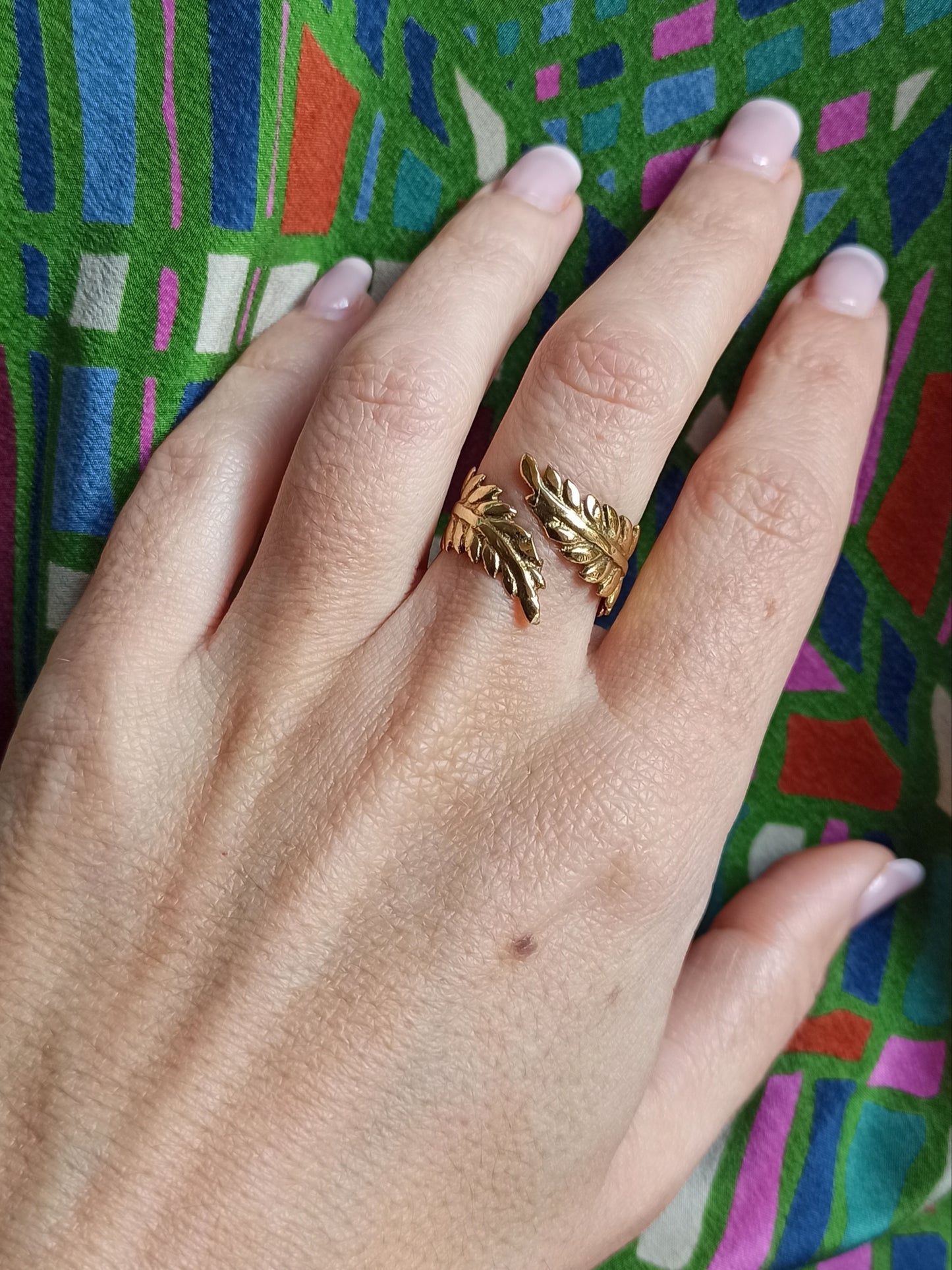 Goldener Boho-Blatt-Bandring