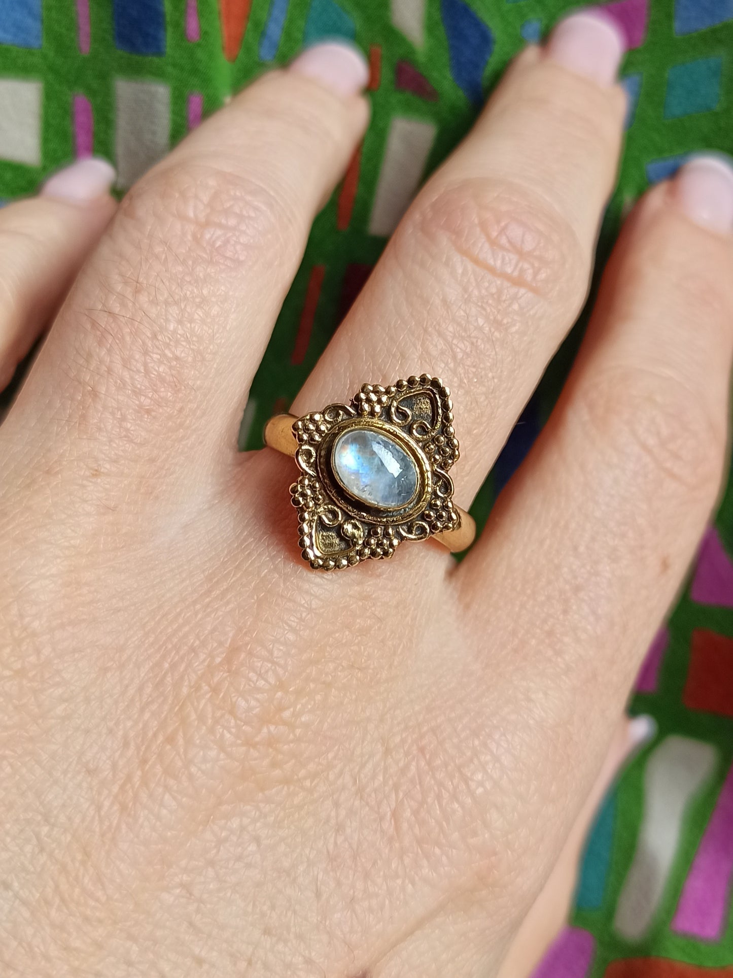 Anello boho dorato rombo lavorato