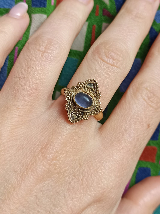 Anello boho dorato rombo lavorato