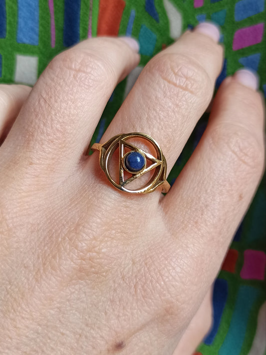 Anello boho dorato sesto chakra terzo occhio Ajna