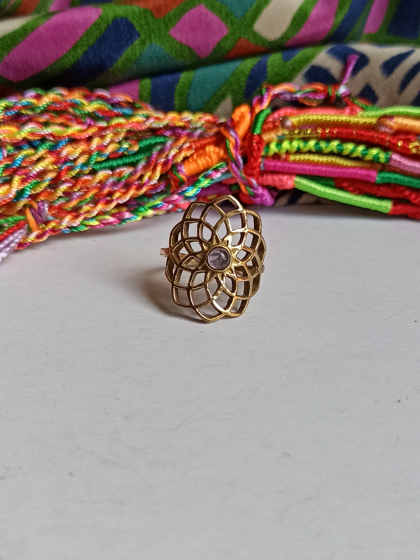 Anello boho dorato settimo chakra corona Sahasrara