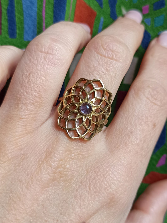 Anello boho dorato settimo chakra corona Sahasrara