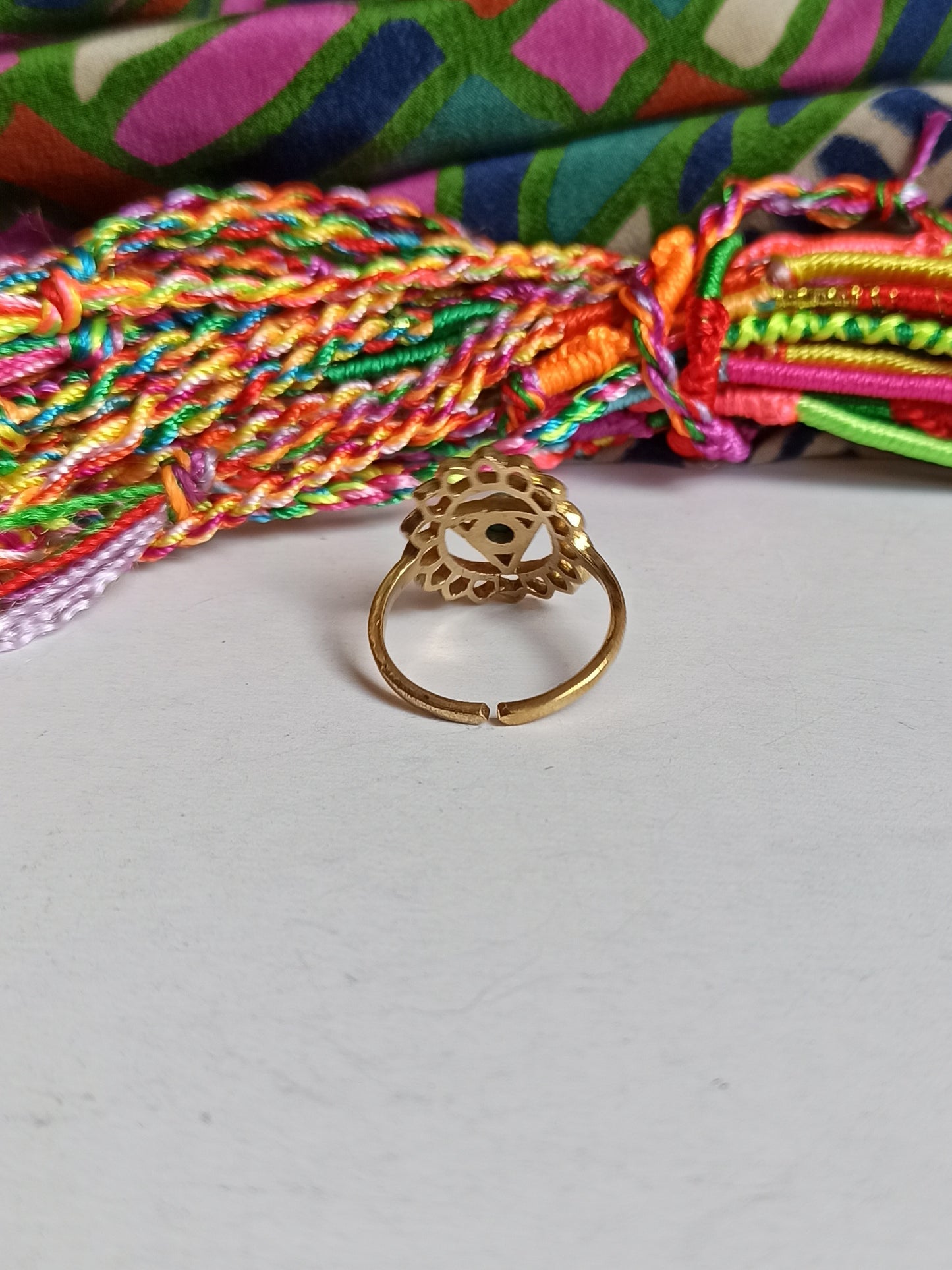 Anello boho dorato quinto chakra gola vishuddha