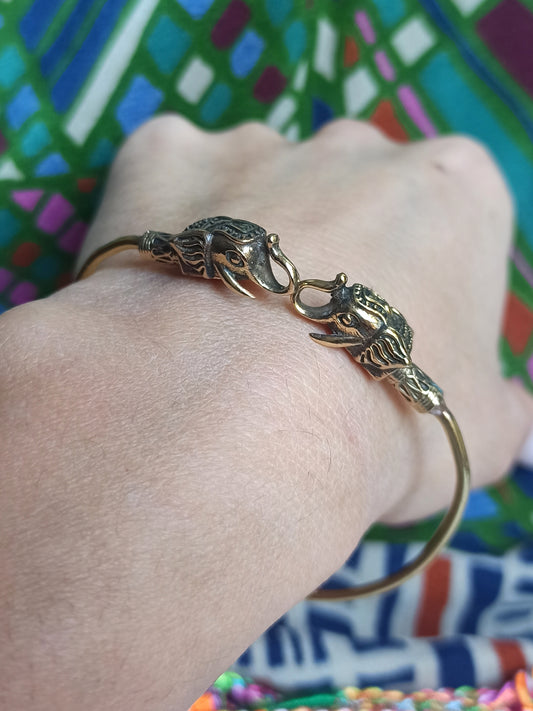 Bracciale bangle sottile dorato elefanti