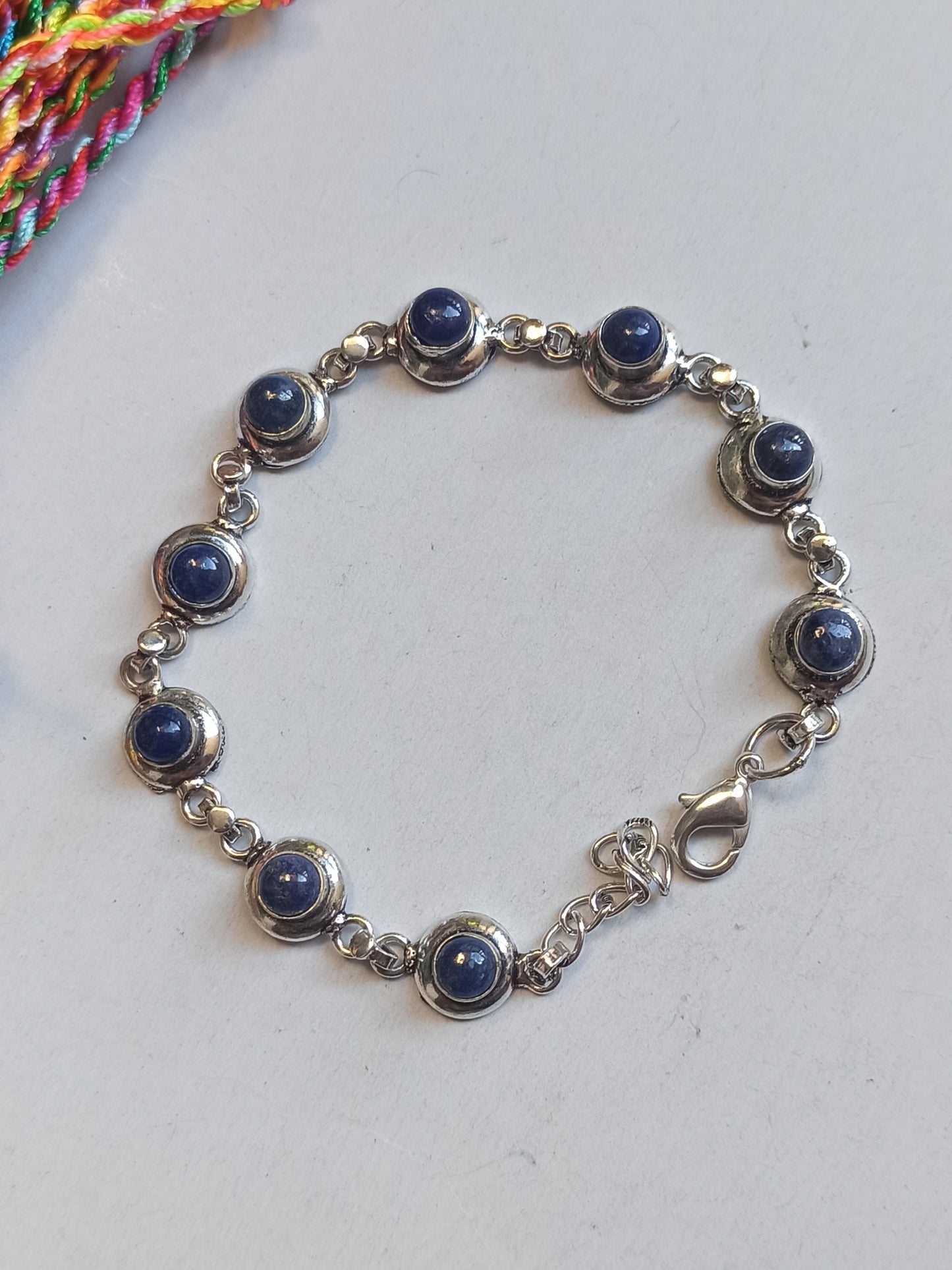 Silver lapis boho bracelet