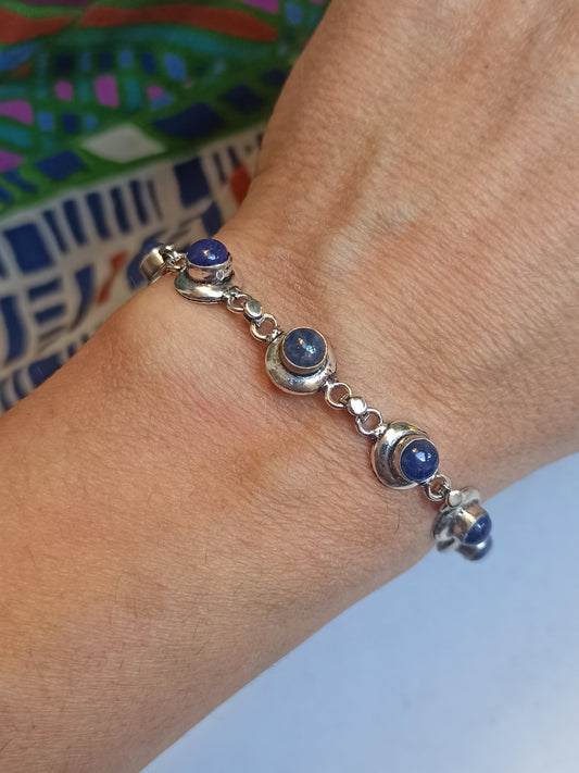 Silver lapis boho bracelet