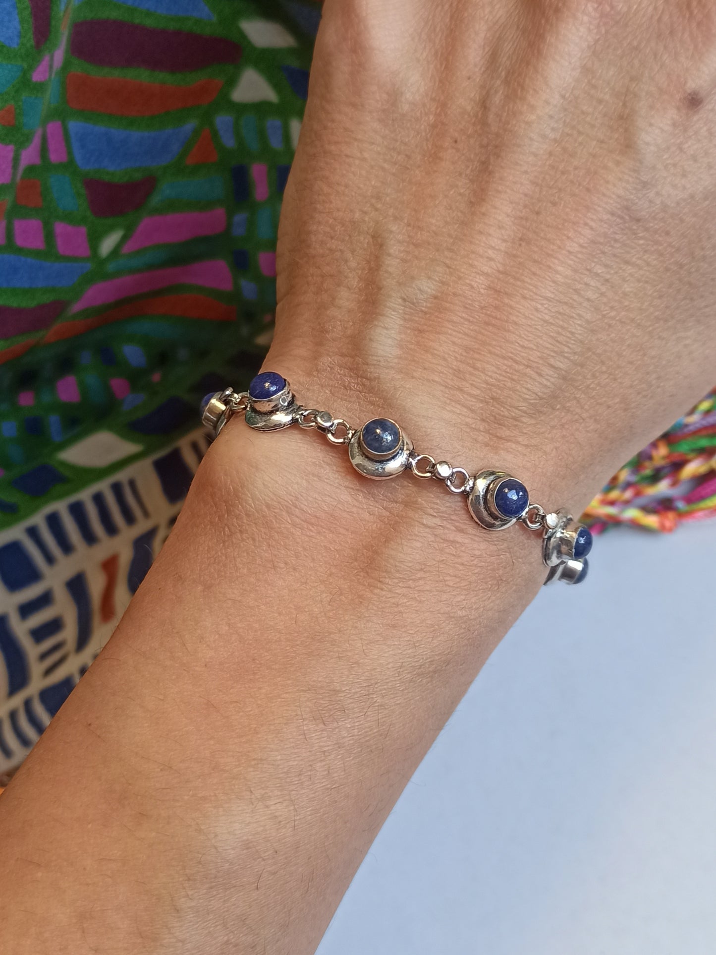 Silver lapis boho bracelet