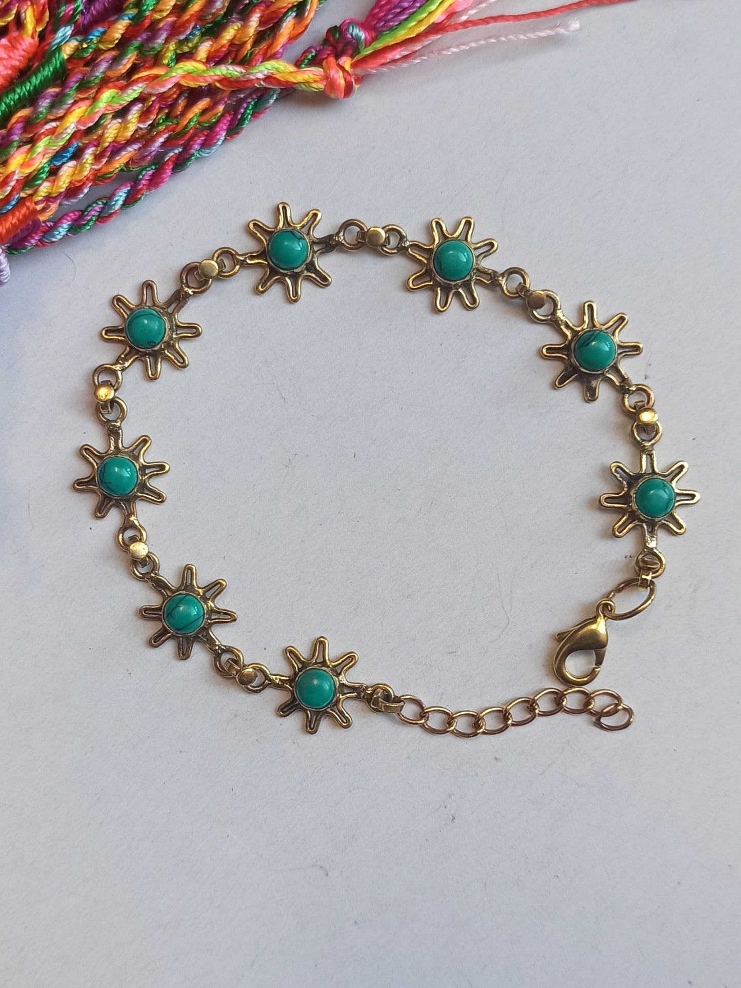 Turquoise golden boho bracelet