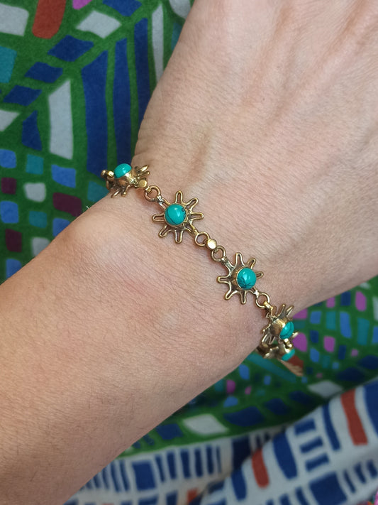 Turquoise golden boho bracelet