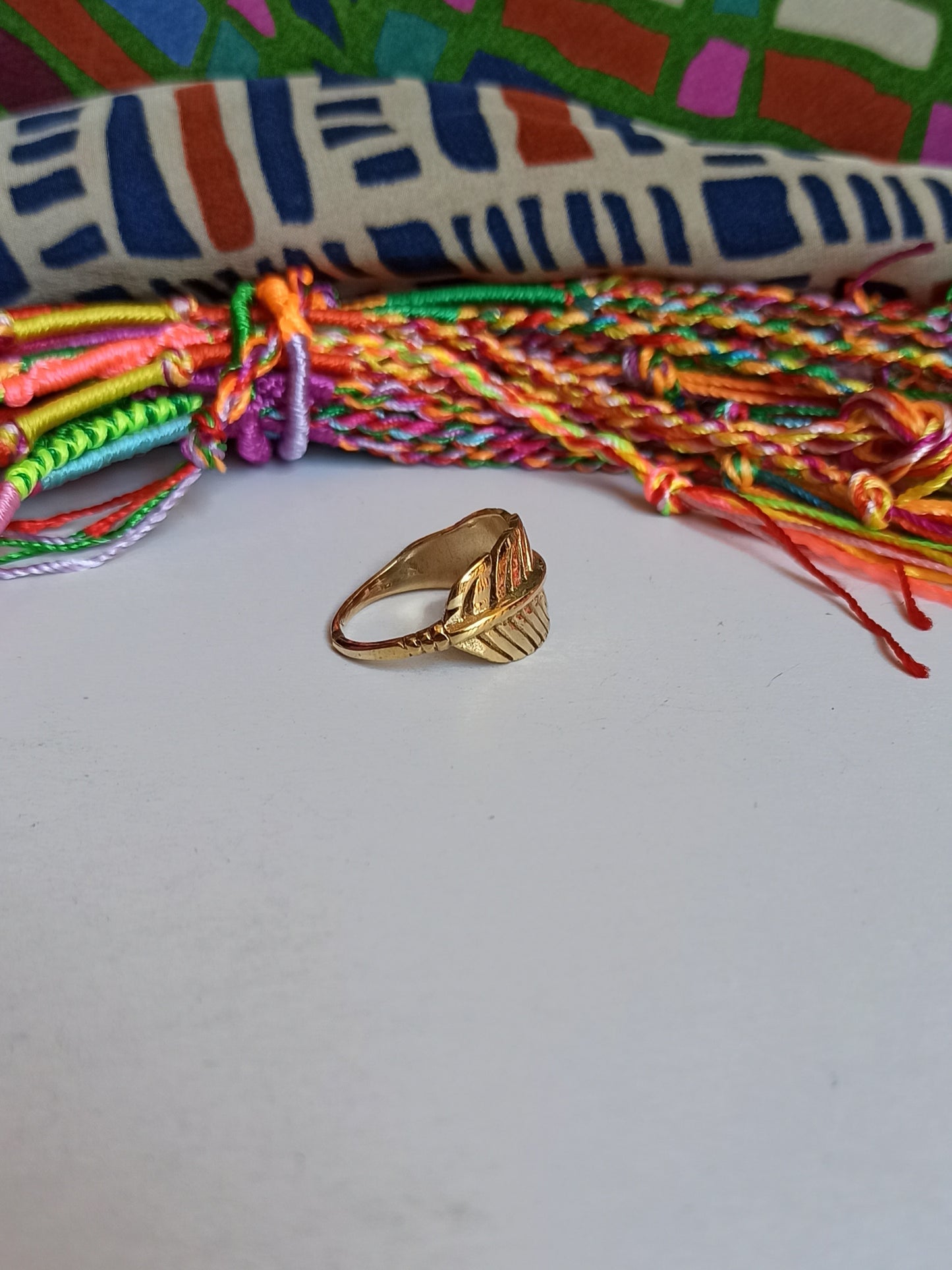 Boho golden feather ring