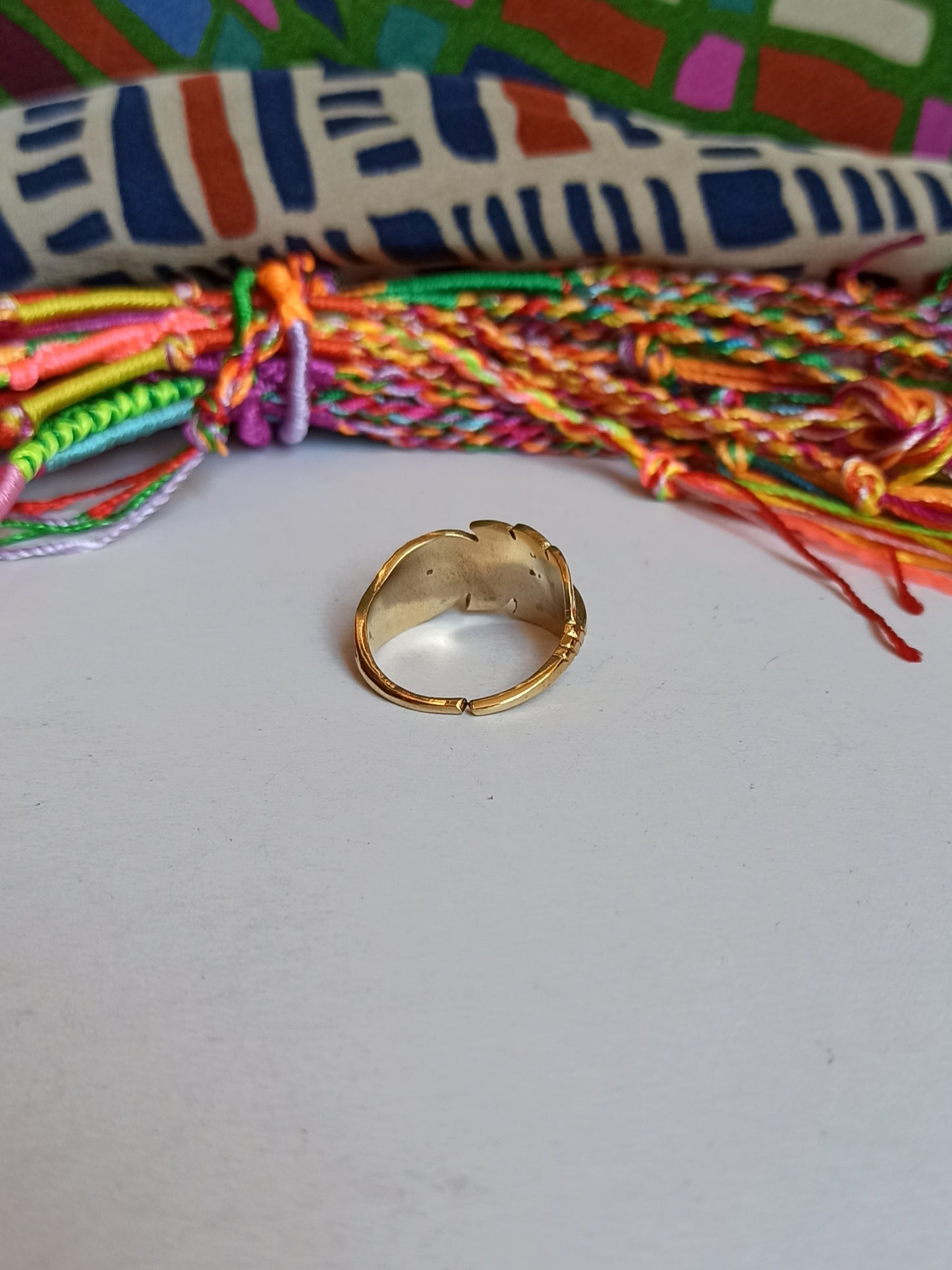 Boho golden feather ring