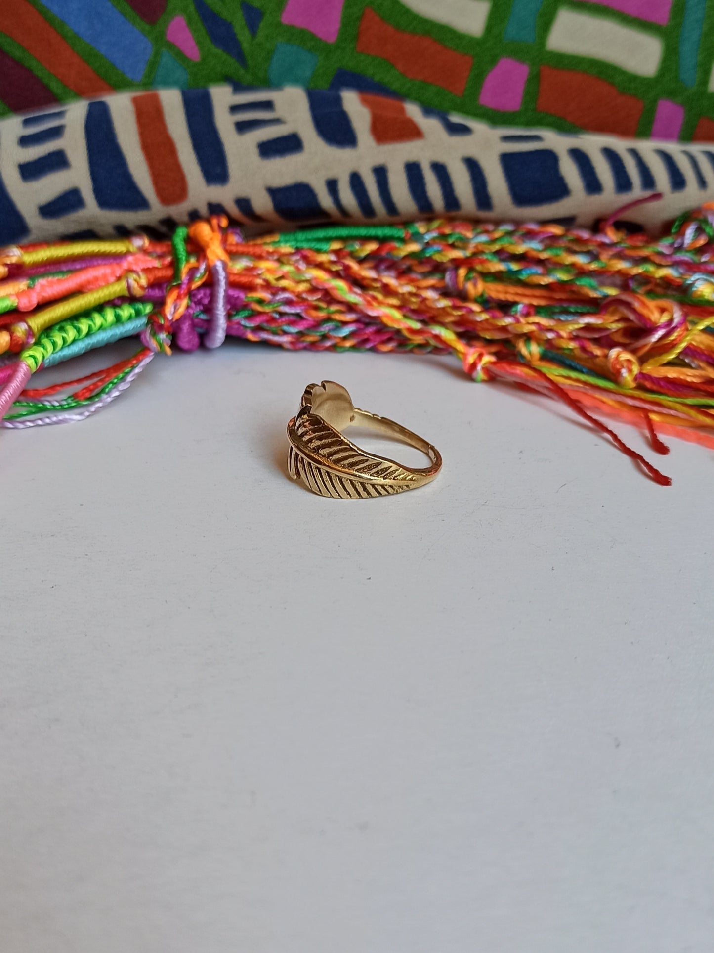 Boho golden feather ring