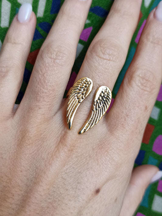 Golden boho wings ring