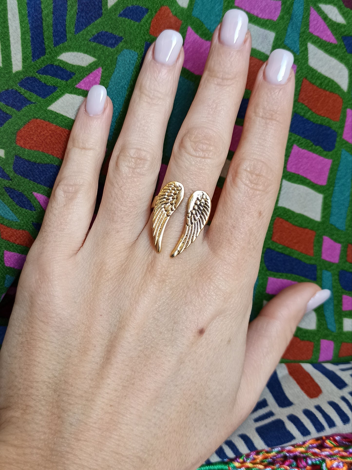 Golden boho wings ring