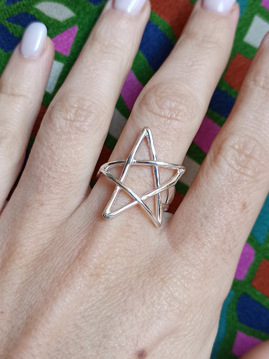 Boho silver star ring