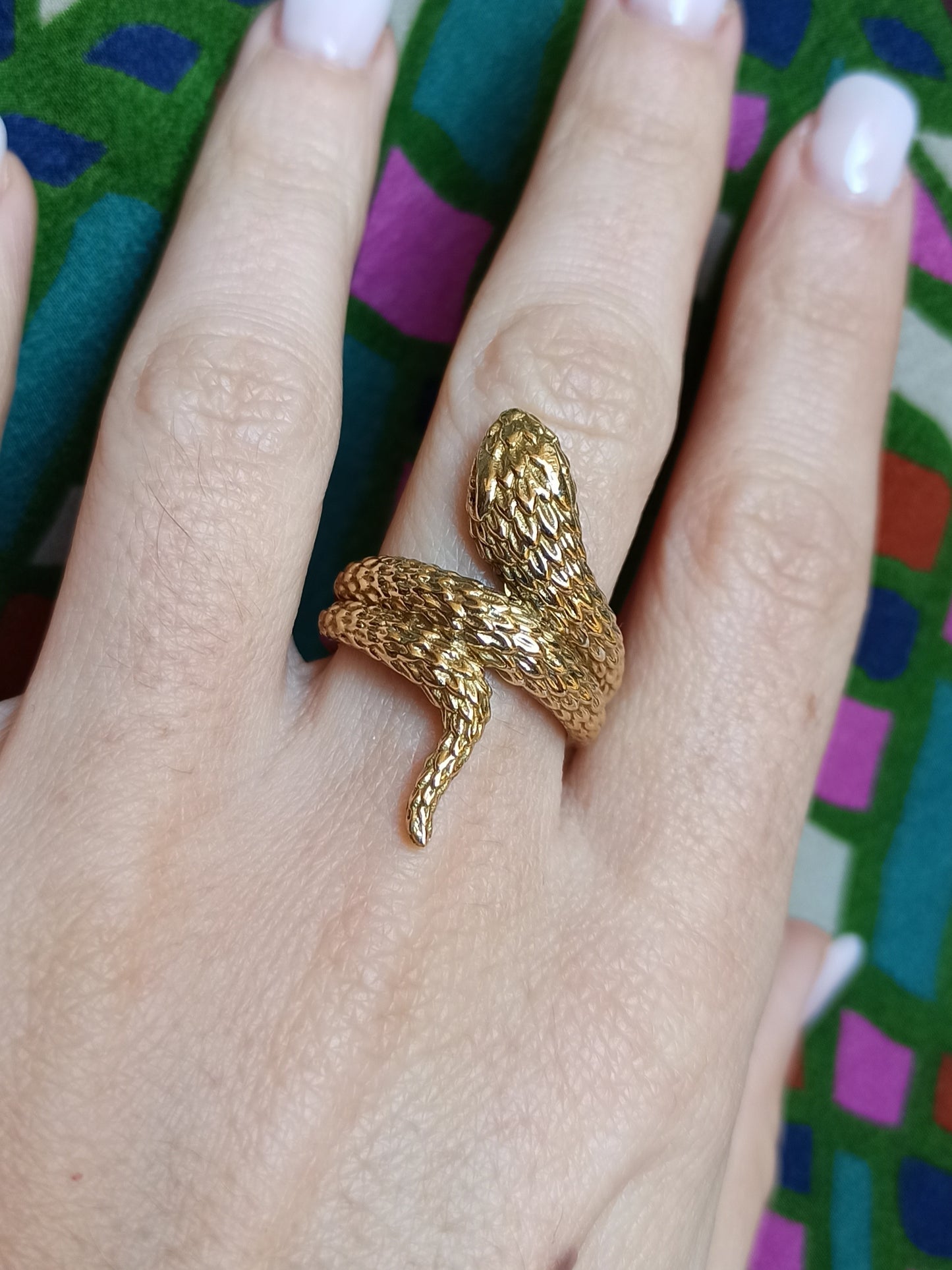 Golden snake scales boho ring