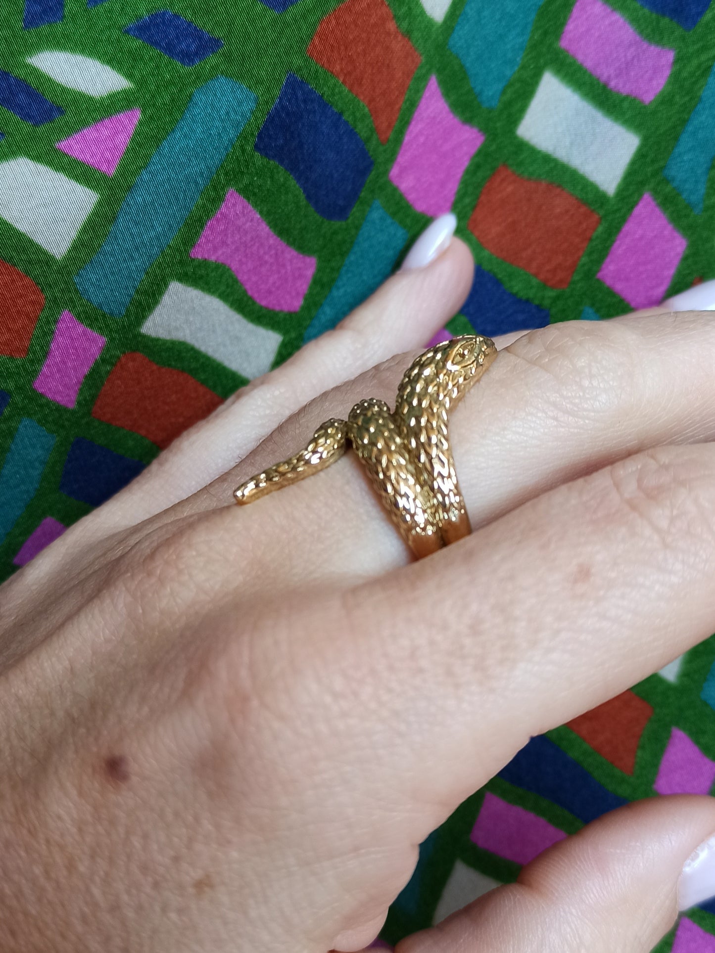 Golden snake scales boho ring