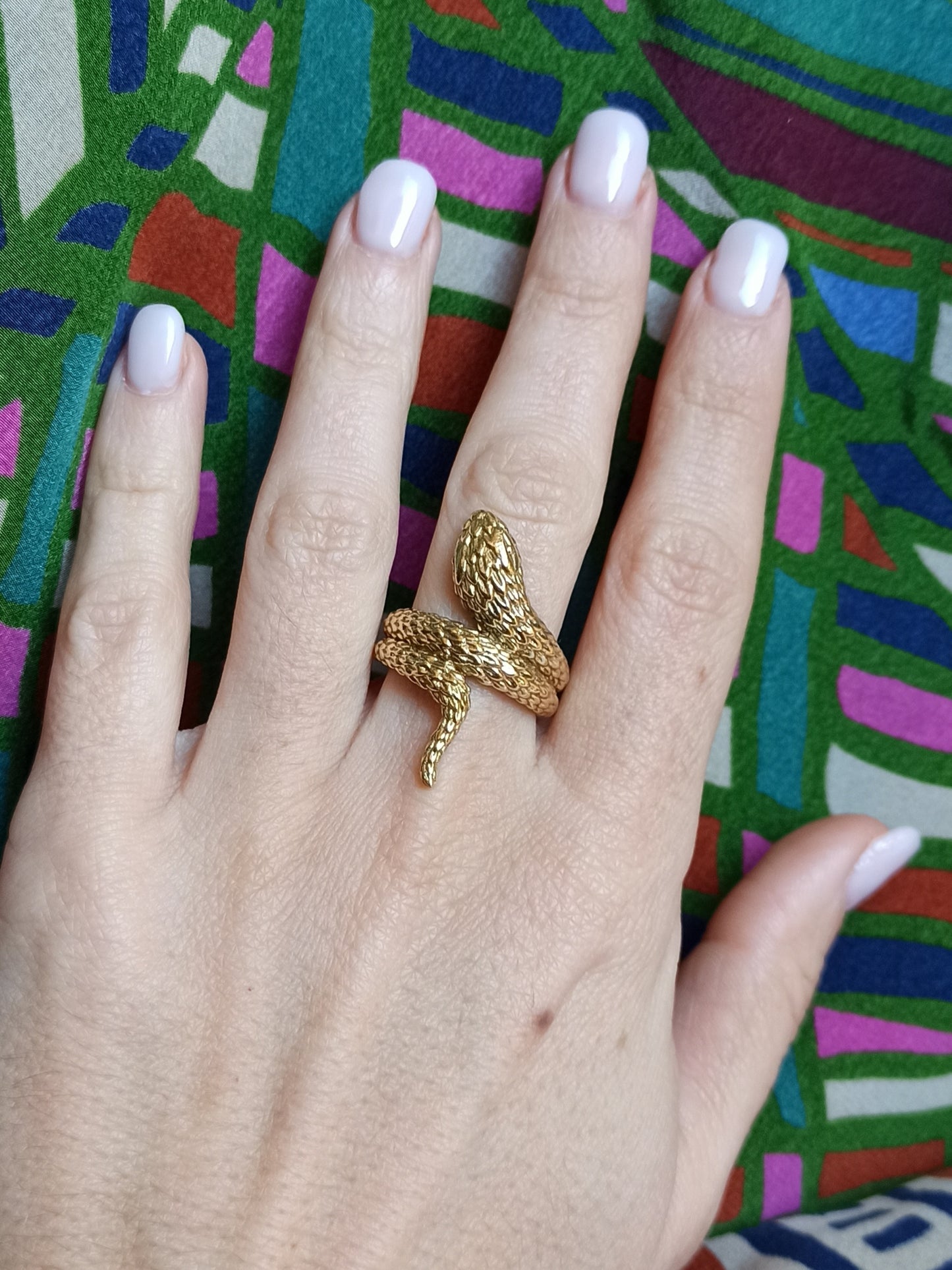 Golden snake scales boho ring