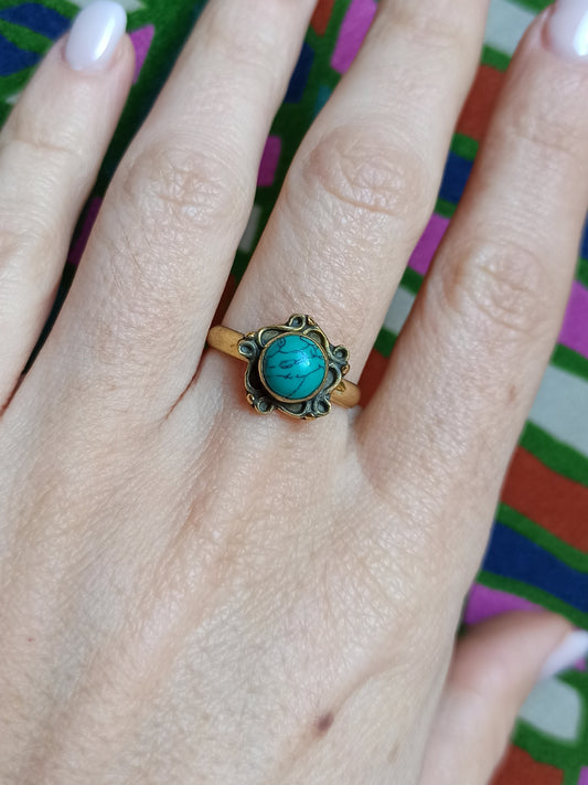 Golden boho flower ring