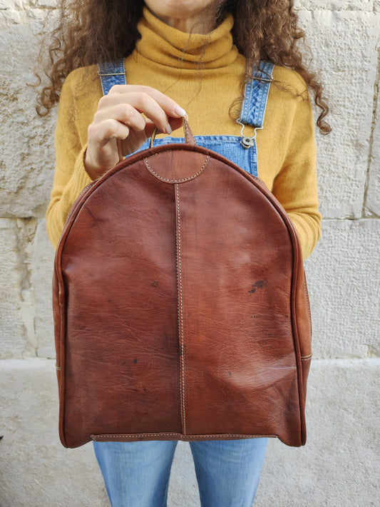 Tan leather backpack bag