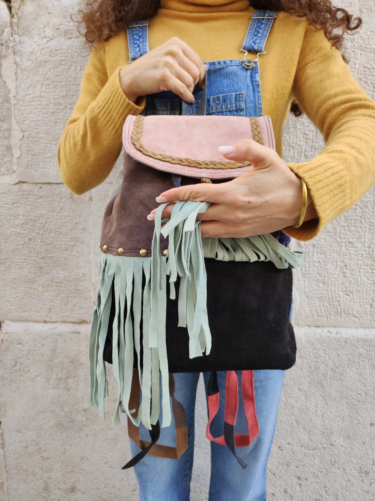 Leather backpack bag