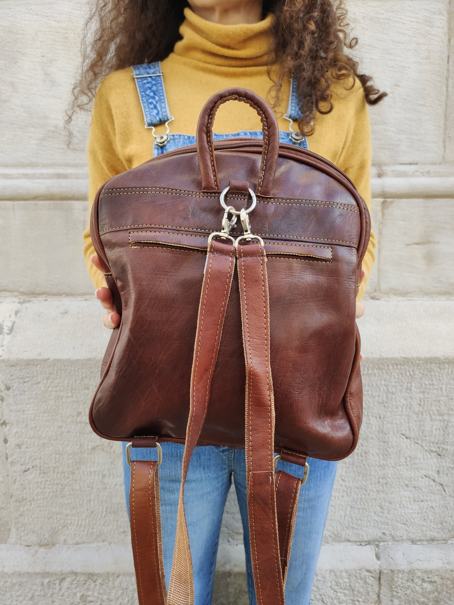 Leather backpack bag