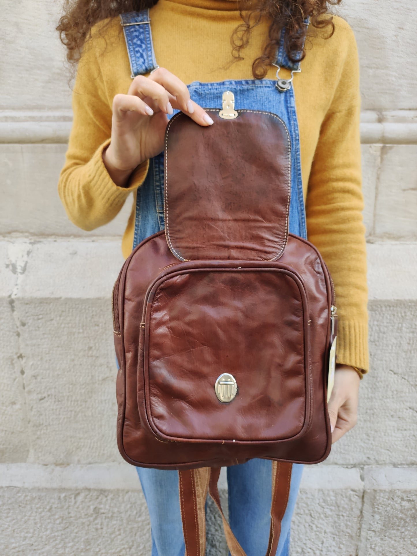 Leather backpack bag