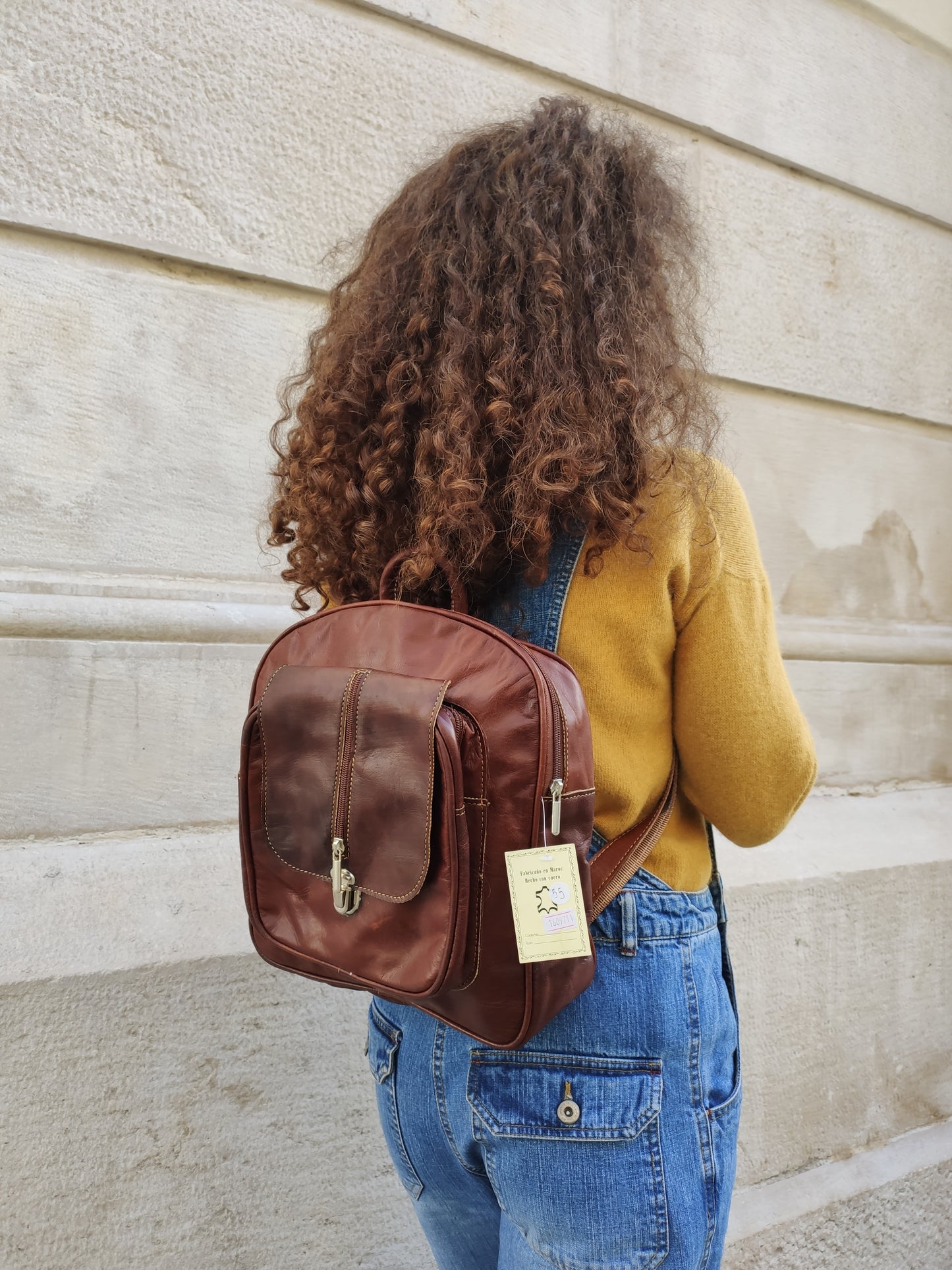 Leather backpack bag