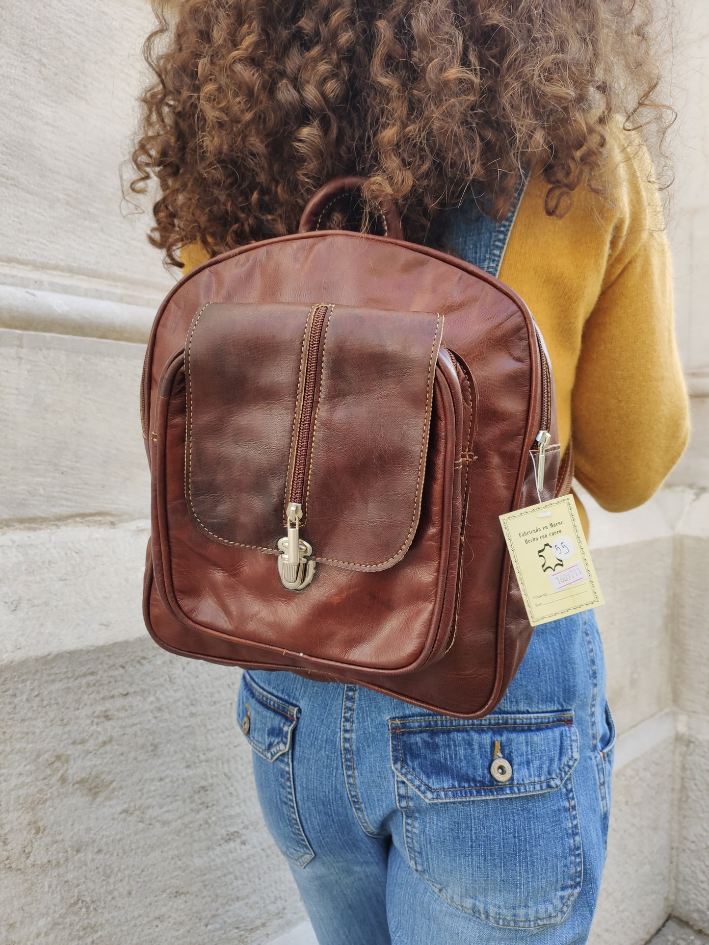 Leather backpack bag