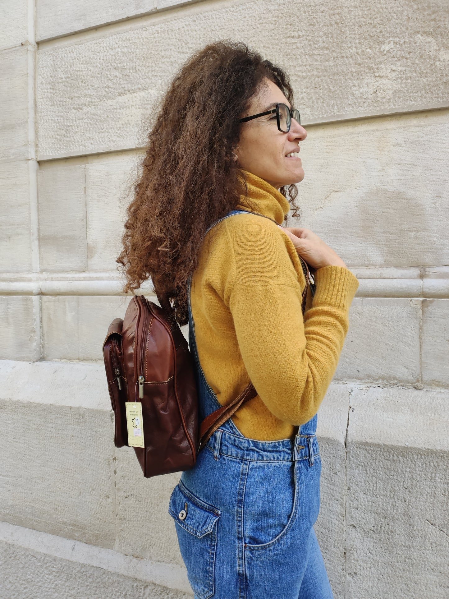 Leather backpack bag