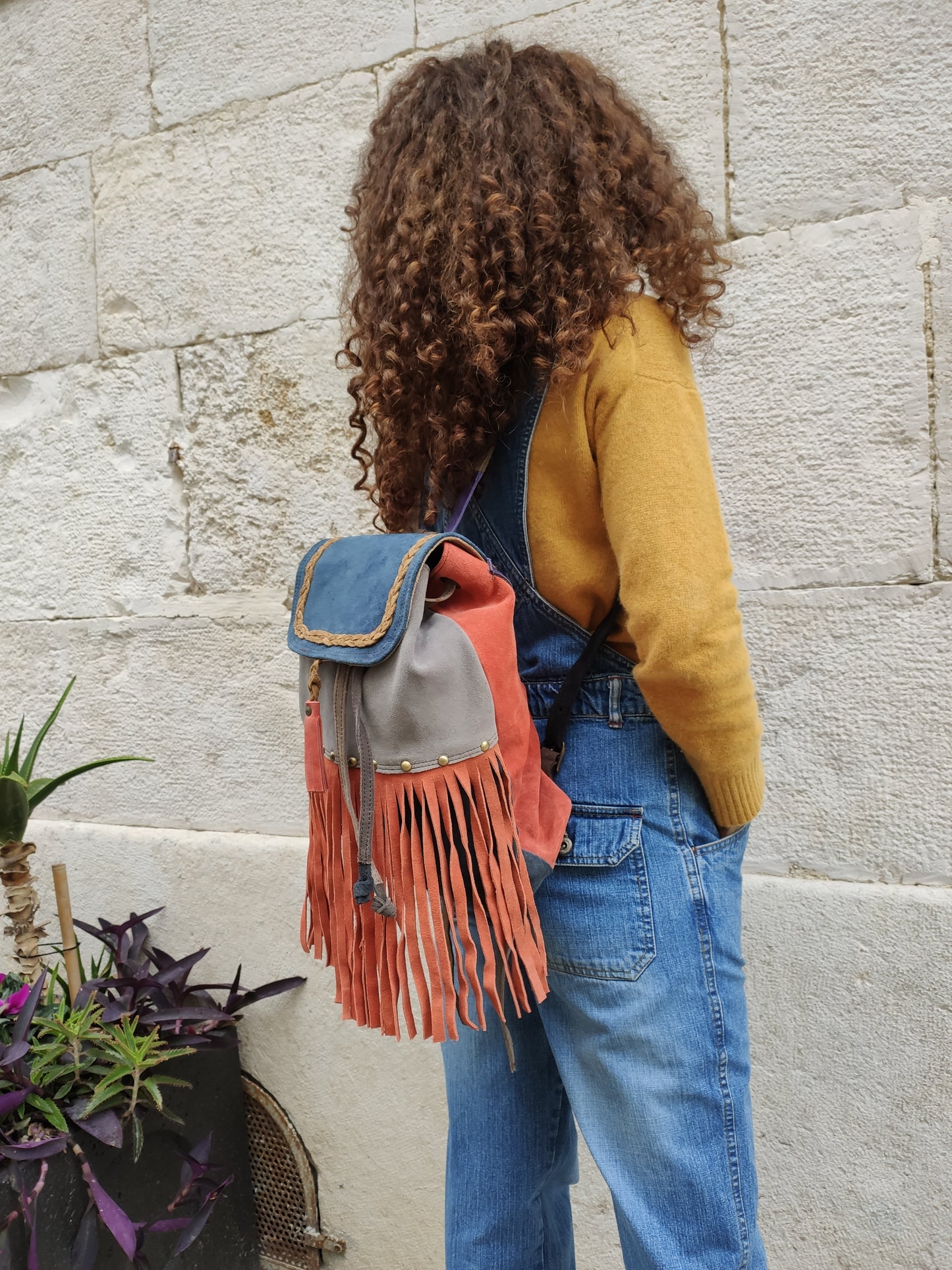 Leather backpack bag