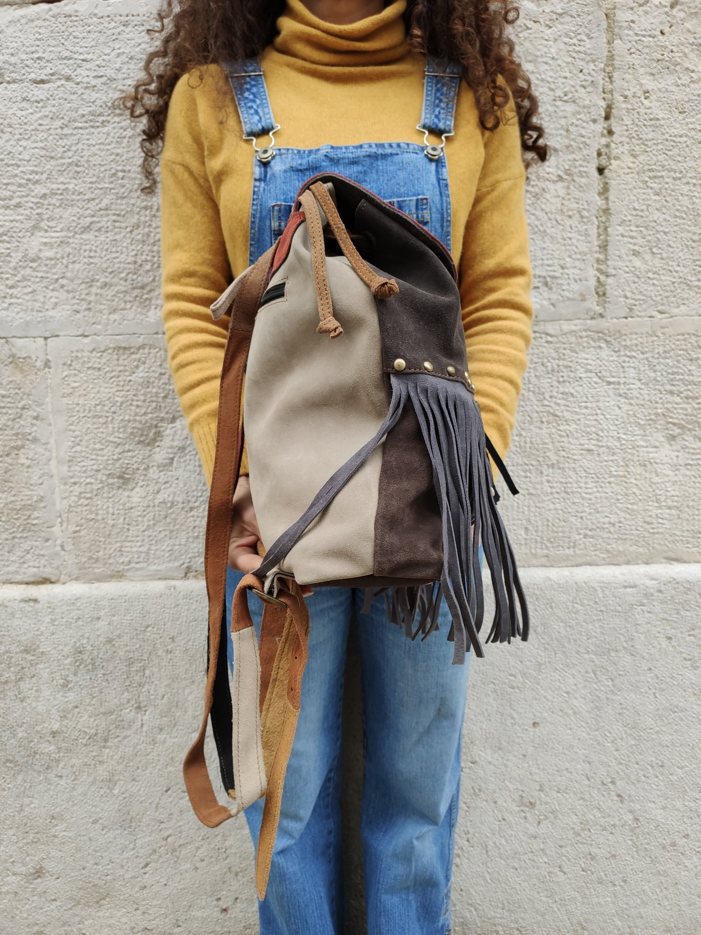 Leather backpack bag