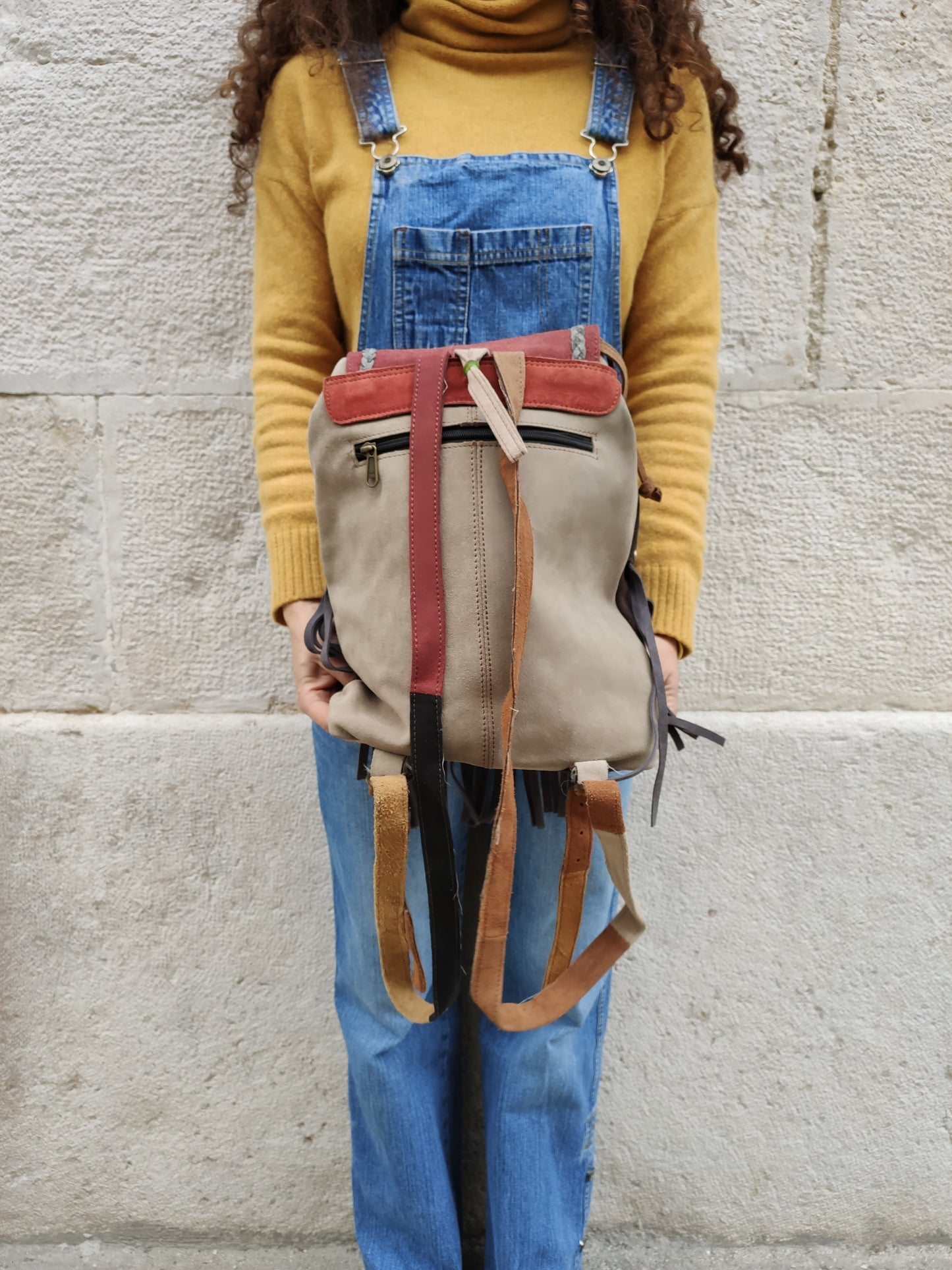 Leather backpack bag