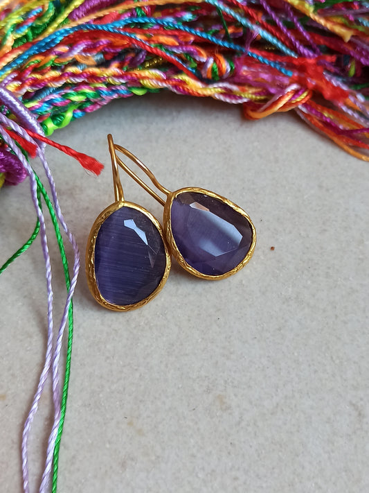 Blueberry medium drop stone earrings