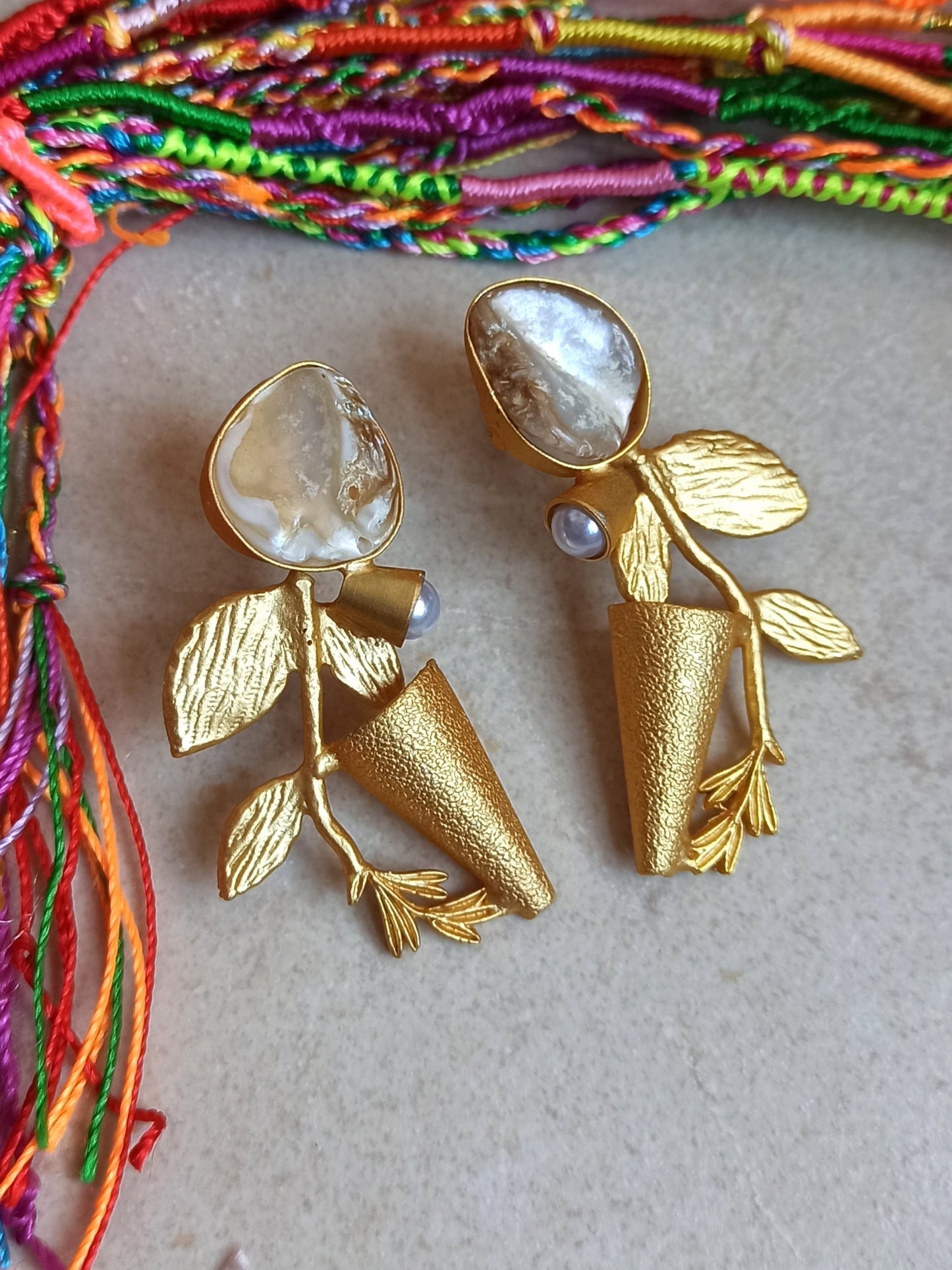 Golden mother of pearl earrings